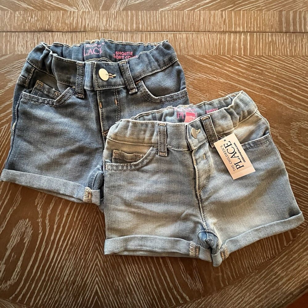 The Children's Place Shortie Short Court Rolled Cuff‎ Denim 2 pk size 3T